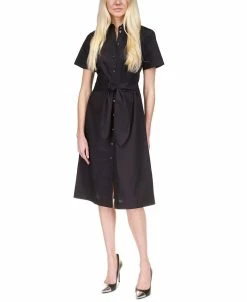 Michael Kors Women's Cotton Poplin Tie-Front Dress, Regular & Petite