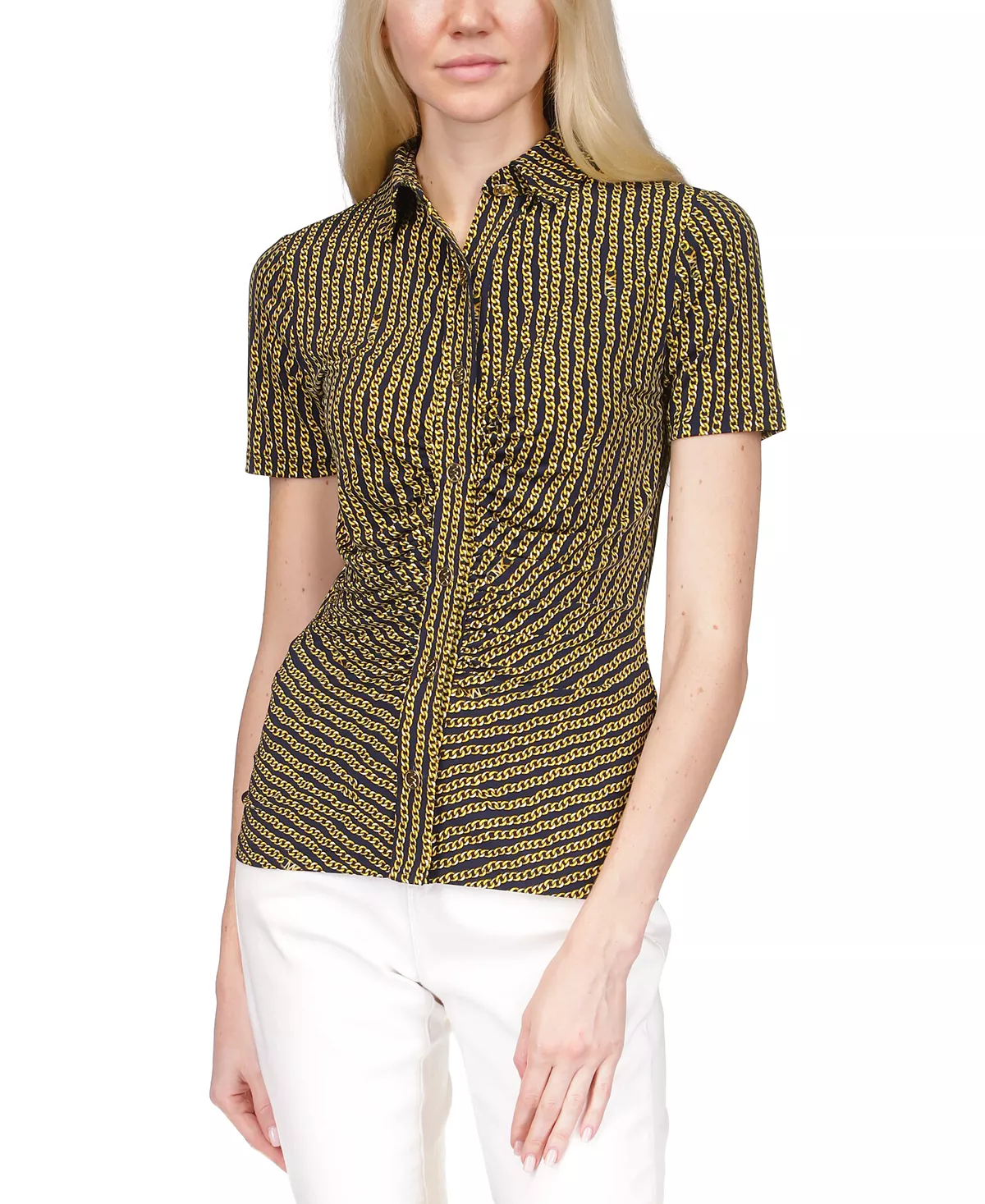 Michael Kors Women's Button Ruched-Front Top 9 Michael Kors Women's Button Ruched-Front Top - Image 7