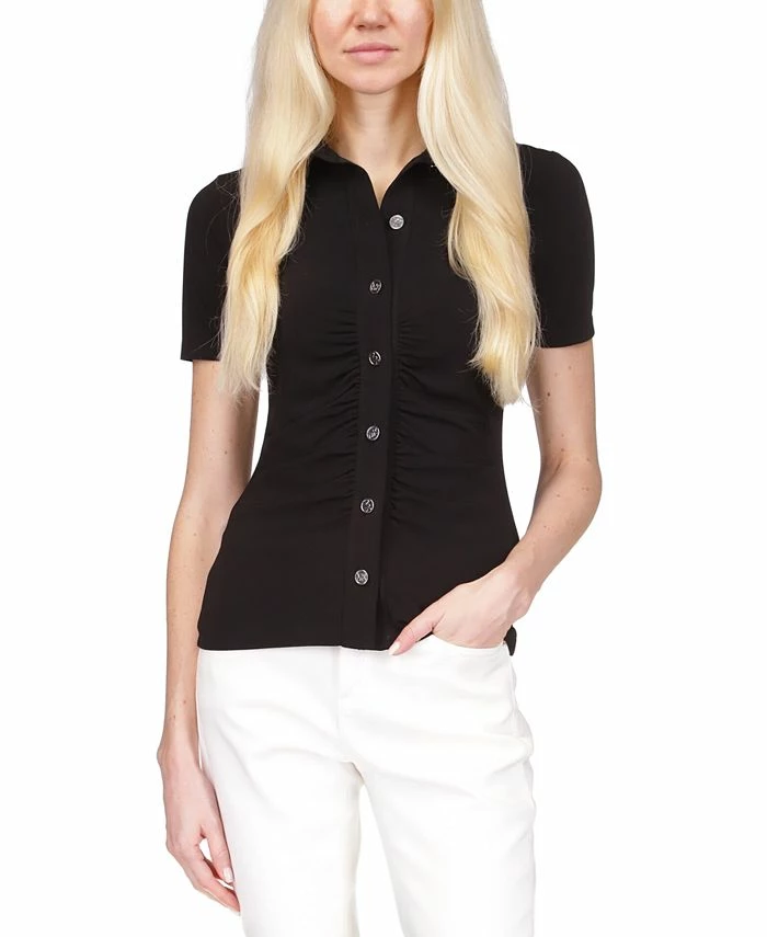 Michael Kors Women's Button Ruched-Front Top 3 Michael Kors Women's Button Ruched-Front Top