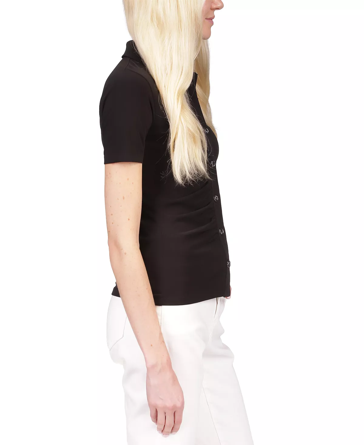 Michael Kors Women's Button Ruched-Front Top 6 Michael Kors Women's Button Ruched-Front Top - Image 4