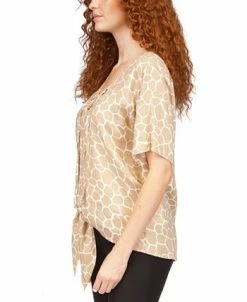 Michael Kors Women's Giraffe Grommet Tie Hem Top -Clothing Shop 23556070 fpx