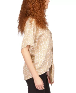 Michael Kors Women's Giraffe Grommet Tie Hem Top -Clothing Shop 23556071 fpx