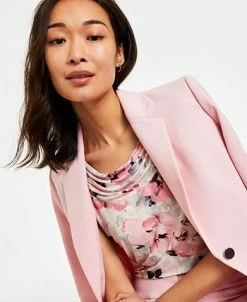 Kasper Women's Floral-Print Cap-Sleeve Cowlneck Top, Created For Macy's -Clothing Shop 23560288 fpx