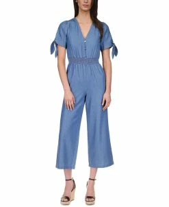 Michael Kors Women's V-Neck Tie-Sleeve Jumpsuit