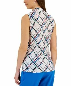 Kasper Women's Printed Tie-Neck Sleeveless Blouse -Clothing Shop 23561092 fpx