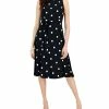 Kasper Fit & Flare Polka Dot Side Tie Dress -Clothing Shop 23561119 fpx