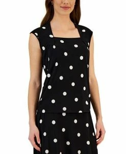 Kasper Women's Square-Neck Polka Dot Cap-Sleeve Top -Clothing Shop 23561134 fpx