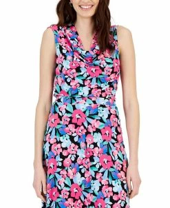 Kasper Women's Floral-Print Sleeveless Cowlneck Top