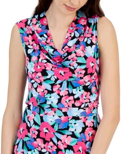 Kasper Women's Floral-Print Sleeveless Cowlneck Top -Clothing Shop 23561170 fpx