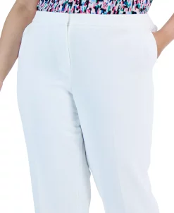 Kasper Plus Size Elasticized-Waist Side-Slit Pique Pants 10 Kasper Plus Size Elasticized-Waist Side-Slit Pique Pants -Clothing Shop 23566882 fpx