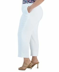 Kasper Plus Size Elasticized-Waist Side-Slit Pique Pants 9 Kasper Plus Size Elasticized-Waist Side-Slit Pique Pants -Clothing Shop 23566883 fpx