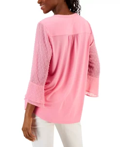 Charter Club Women's Double-Ruffle Textured Pintuck Top, Created For Macy's -Clothing Shop 23567709 fpx