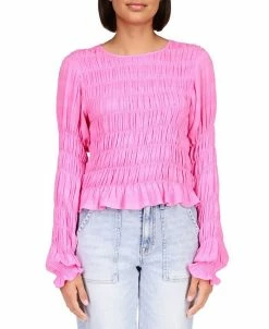 Sanctuary Women's Stay Together Long-Sleeve Crinkled Top