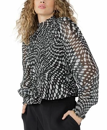 Sanctuary Women's Printed Smocked Mock-Neck Illusion Top 4 Sanctuary Women's Printed Smocked Mock-Neck Illusion Top - Image 2
