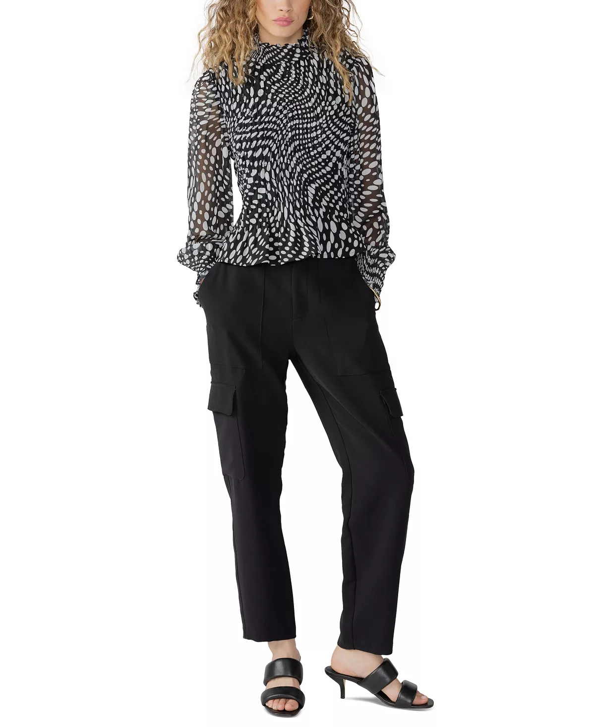 Sanctuary Women's Printed Smocked Mock-Neck Illusion Top 5 Sanctuary Women's Printed Smocked Mock-Neck Illusion Top - Image 3