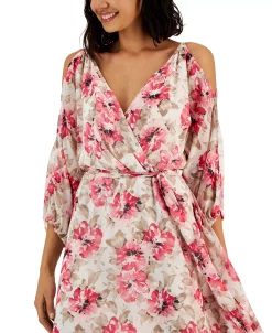 Anne Klein Women's Printed Cold-Shoulder Midi Dress -Clothing Shop 23587738 fpx