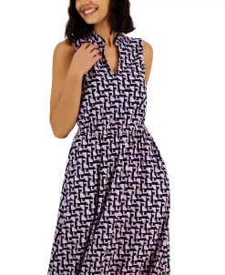 Anne Klein Women's Jenna Stand-Collar Sleeveless Dress -Clothing Shop 23587780 fpx
