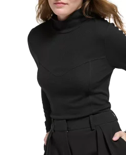 Calvin Klein Women's Corset-Stitched Turtleneck -Clothing Shop 23596594 fpx