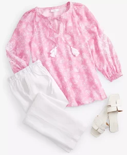 Charter Club Women's Linen Toile-Print Top, Created For Macy's 10 Charter Club Women's Linen Toile-Print Top, Created For Macy's -Clothing Shop 23601495 fpx