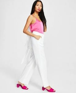 Bar III Women's Textured Straight-Leg Pants, Created For Macy's -Clothing Shop 23612374 fpx