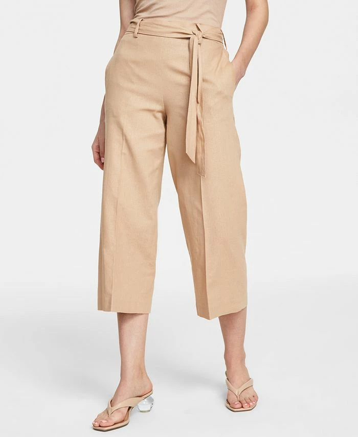 Bar III Women's Linen-Blend Tie-Waist Pants, Created For Macy's 3 Bar III Women's Linen-Blend Tie-Waist Pants, Created For Macy's