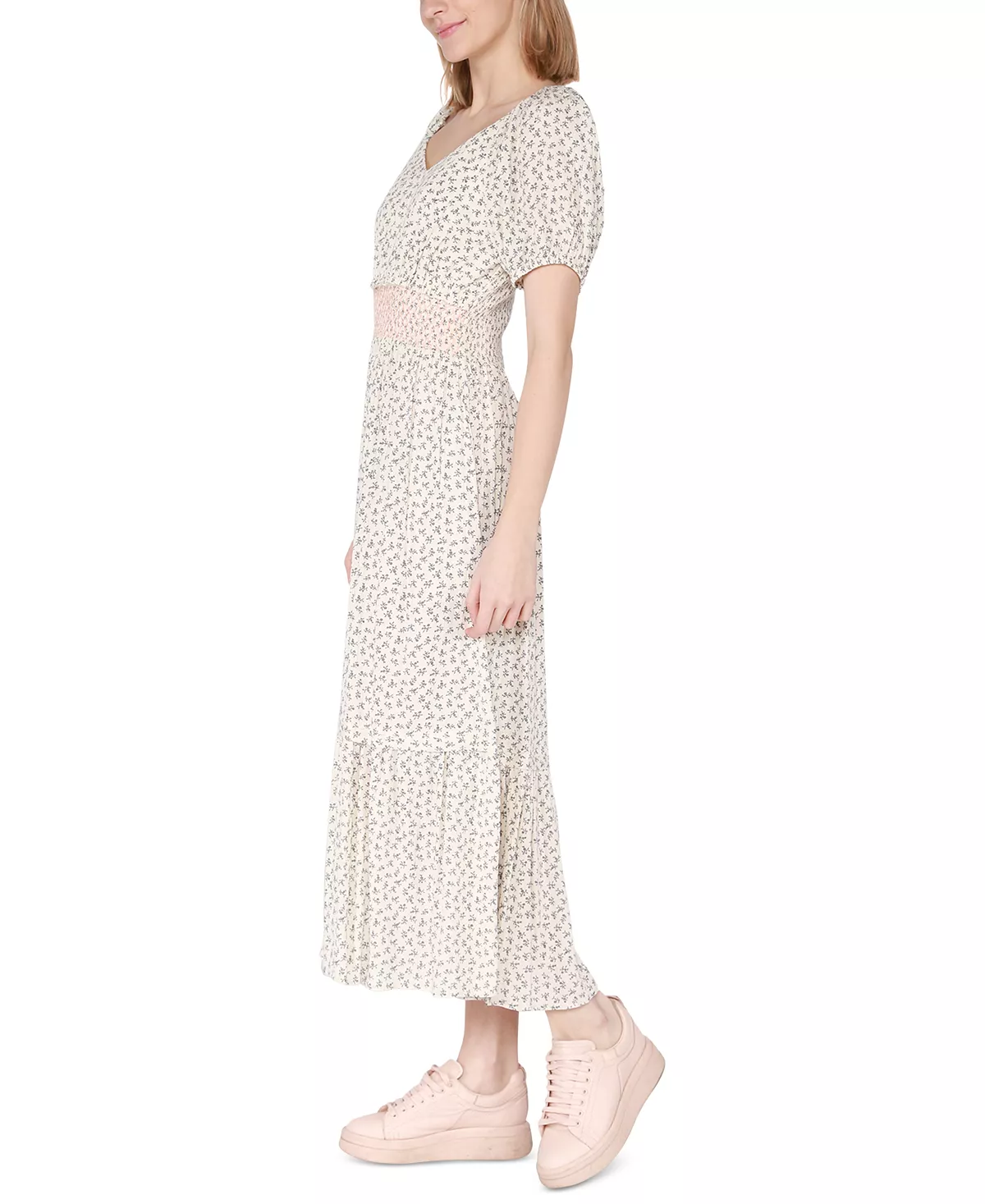 Black Tape Women's Short-Sleeve Smocked-Waist Tiered Maxi Dress 6 Black Tape Women's Short-Sleeve Smocked-Waist Tiered Maxi Dress - Image 4