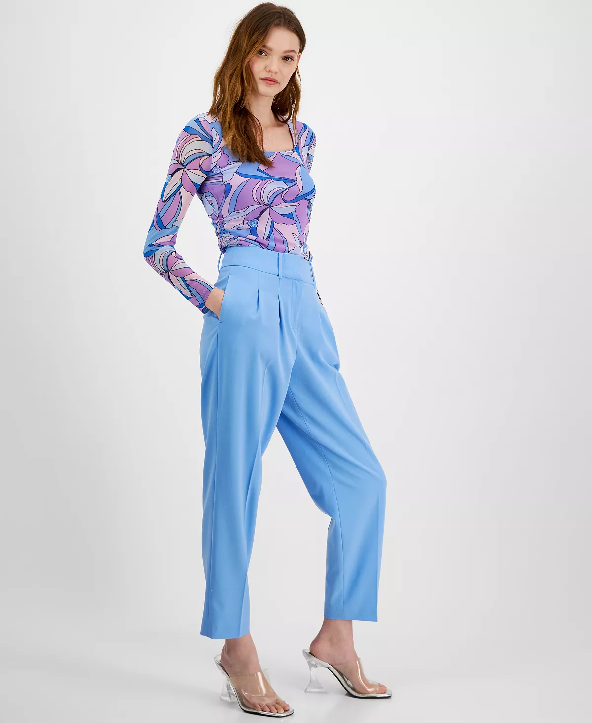 Bar III Women's Bi-Stretch Pleated Straight-Leg Ankle Pants, Created For Macy's 8 Bar III Women's Bi-Stretch Pleated Straight-Leg Ankle Pants, Created For Macy's - Image 6