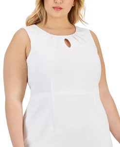 Kasper Plus Size Round-Neck Sleeveless Sheath Stretch Dress -Clothing Shop 23649771 fpx