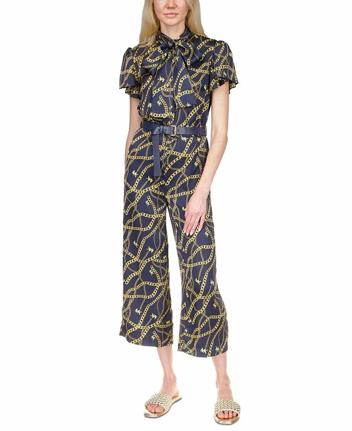 Michael Kors Women's Chain-Print Chain Bow Jumpsuit 3 Michael Kors Women's Chain-Print Chain Bow Jumpsuit
