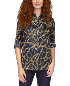 Michael Kors Women's Chain Logo-Print Button Shirt, Regular & Petite