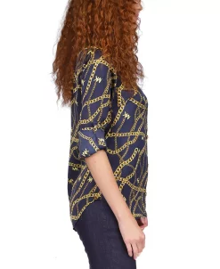 Michael Kors Women's Chain Logo-Print Button Shirt, Regular & Petite -Clothing Shop 23650956 fpx