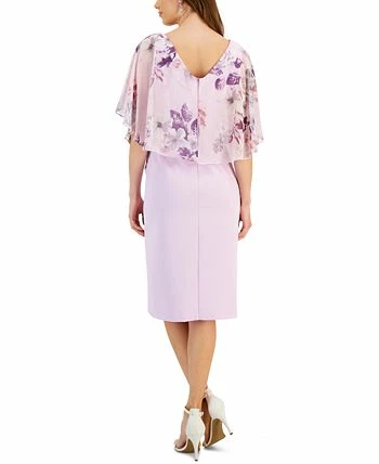Connected Women's Chiffon-Cape-Overlay Sheath Dress 4 Connected Women's Chiffon-Cape-Overlay Sheath Dress - Image 2
