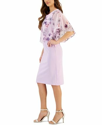 Connected Women's Chiffon-Cape-Overlay Sheath Dress 5 Connected Women's Chiffon-Cape-Overlay Sheath Dress - Image 3