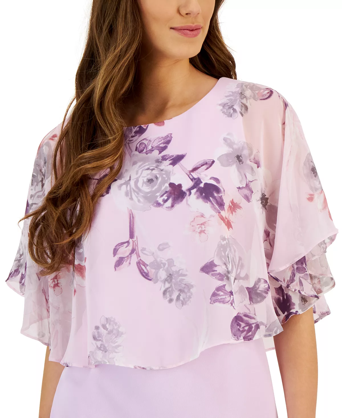 Connected Women's Chiffon-Cape-Overlay Sheath Dress 6 Connected Women's Chiffon-Cape-Overlay Sheath Dress - Image 4