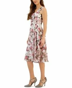 Connected Women's Printed Round-Neck Sleeveless Dress -Clothing Shop 23656186 fpx