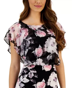 Connected Women's Printed Round-Neck Short-Sleeve Dress -Clothing Shop 23656216 fpx
