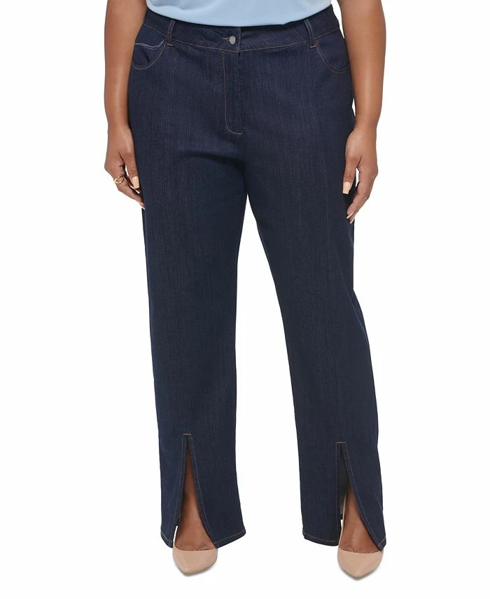 Calvin Klein Plus Size Slim-Leg Split-Front Denim Pants 3 Calvin Klein Plus Size Slim-Leg Split-Front Denim Pants