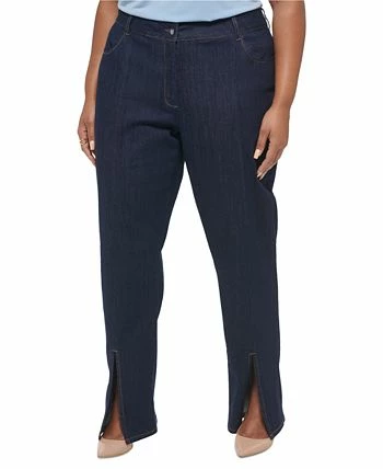 Calvin Klein Plus Size Slim-Leg Split-Front Denim Pants 5 Calvin Klein Plus Size Slim-Leg Split-Front Denim Pants - Image 3