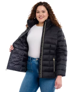 Michael Kors Women's Plus Size Hooded Packable Down Shine Puffer Coat, Created For Macy's 12 Michael Kors Women's Plus Size Hooded Packable Down Shine Puffer Coat, Created For Macy's -Clothing Shop 23666207 fpx