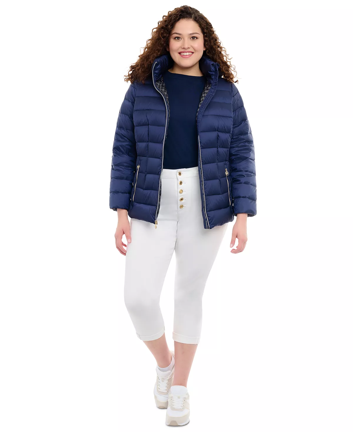 Michael Kors Women's Plus Size Hooded Packable Down Shine Puffer Coat, Created For Macy's 8 Michael Kors Women's Plus Size Hooded Packable Down Shine Puffer Coat, Created For Macy's - Image 6