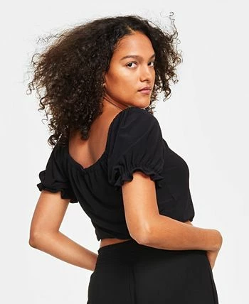 Bar III Women's Puff-Sleeve Crop Top, Created For Macy's 4 Bar III Women's Puff-Sleeve Crop Top, Created For Macy's - Image 2