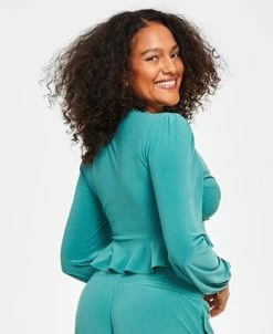 Bar III Women's Tie-Front Ruffle Crop Top, Created For Macy's 7 Bar III Women's Tie-Front Ruffle Crop Top, Created For Macy's -Clothing Shop 23672623 fpx