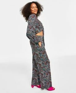 Bar III Women's Printed Wide-Leg Pants, Created For Macy's 9 Bar III Women's Printed Wide-Leg Pants, Created For Macy's -Clothing Shop 23672934 fpx