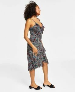 Bar III Women's Printed Ruffle Wrap Midi Dress, Created For Macy's -Clothing Shop 23673095 fpx