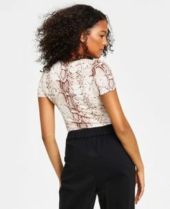 Bar III Women's Snake-Embossed Scoop-Neck Bodysuit, Created For Macy's -Clothing Shop 23673401 fpx
