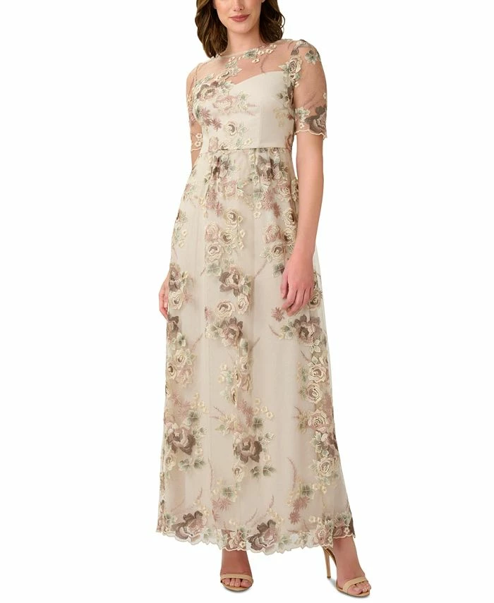 Adrianna Papell Women's Floral-Embroidered Gown 3 Adrianna Papell Women's Floral-Embroidered Gown