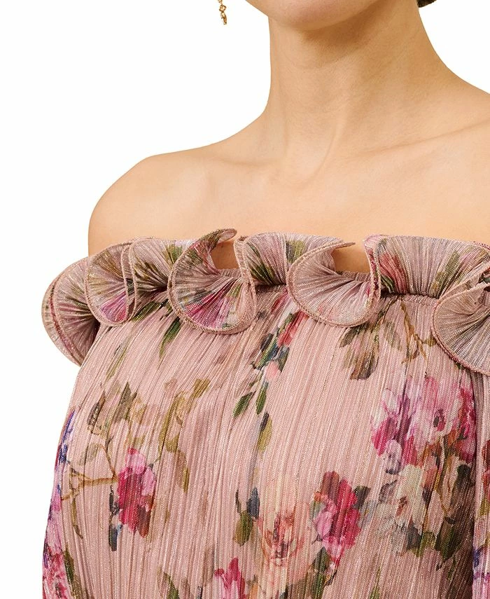 Adrianna Papell Women's Printed Ruffled Off-The-Shoulder Top 6 Adrianna Papell Women's Printed Ruffled Off-The-Shoulder Top - Image 4