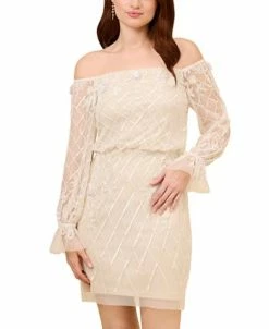 Adrianna Papell Women's Off-The-Shoulder Embellished Sheath Dress -Clothing Shop 23685014 fpx