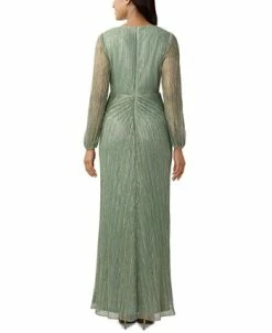 Adrianna Papell Women's Metallic Crinkled Draped Gown -Clothing Shop 23685072 fpx