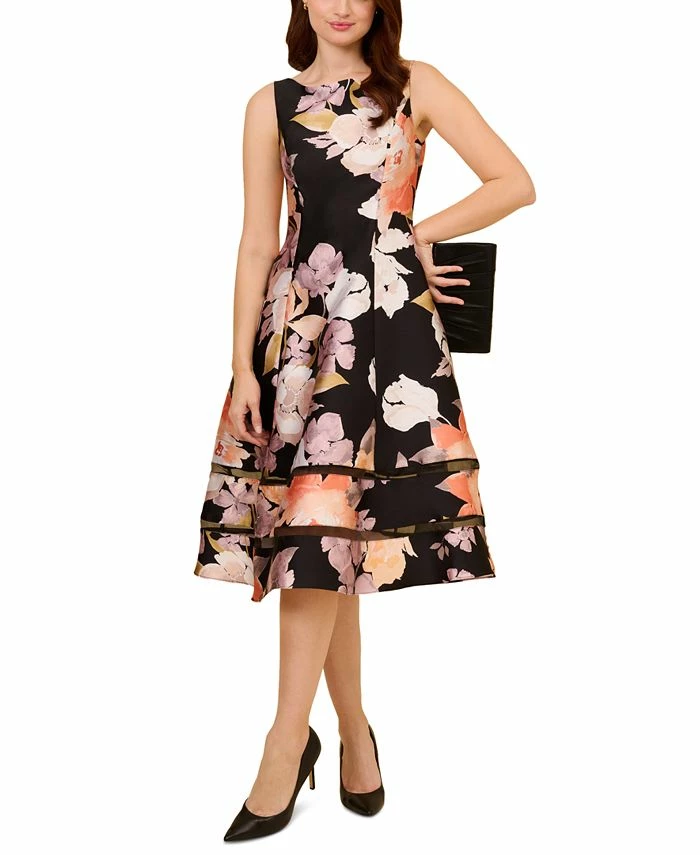 Adrianna Papell Women's Sleeveless Floral A-Line Dress 3 Adrianna Papell Women's Sleeveless Floral A-Line Dress